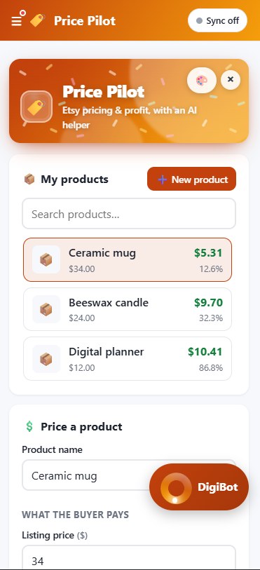 Price Pilot on a phone